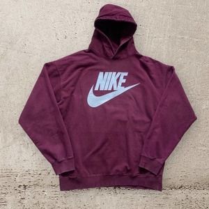Vintage distressed Nike maroon red hoodie sweatshirt size Adult mens XL
